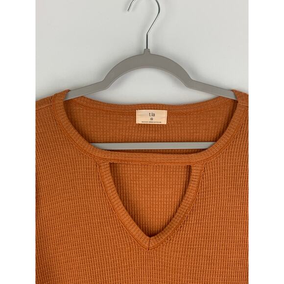 TLA Nadia Cut Out Waffle Knit Long Sleeve Shirt Womens Size XS Terracotta - Picture 5 of 7